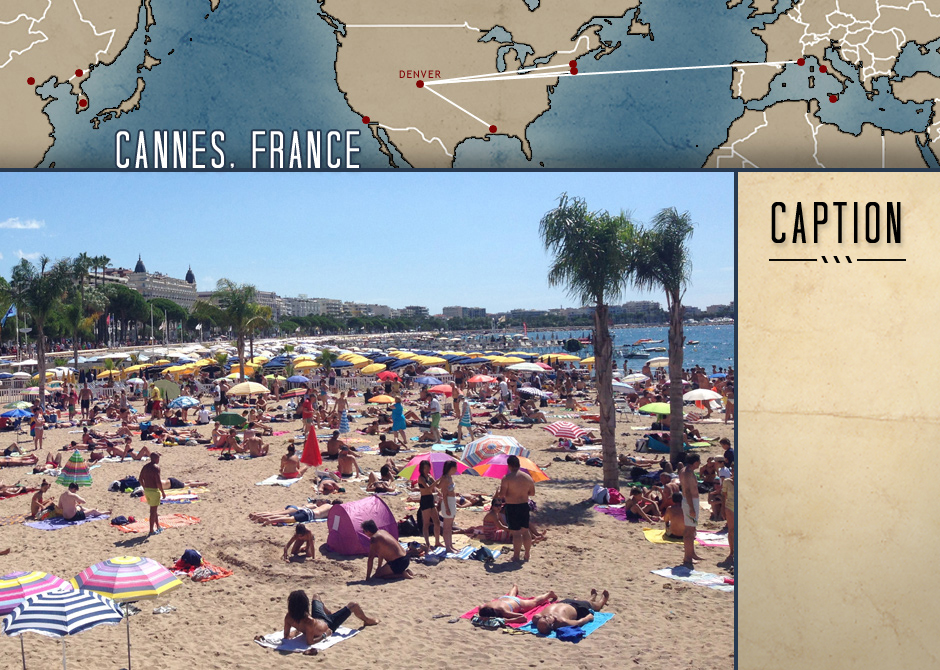Devotion research tour: the beach at Cannes, France, today. 
