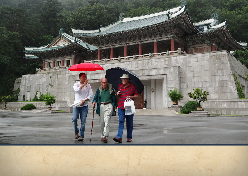 Adam Makos, Tom Hudner, and Dick Bonelli in North Korea. 