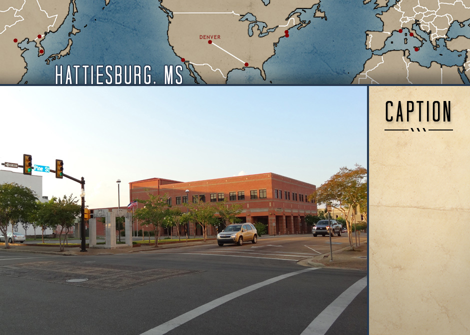 Devotion research tour: Hattiesburg, MS corner where Jesse Brown was egged. 