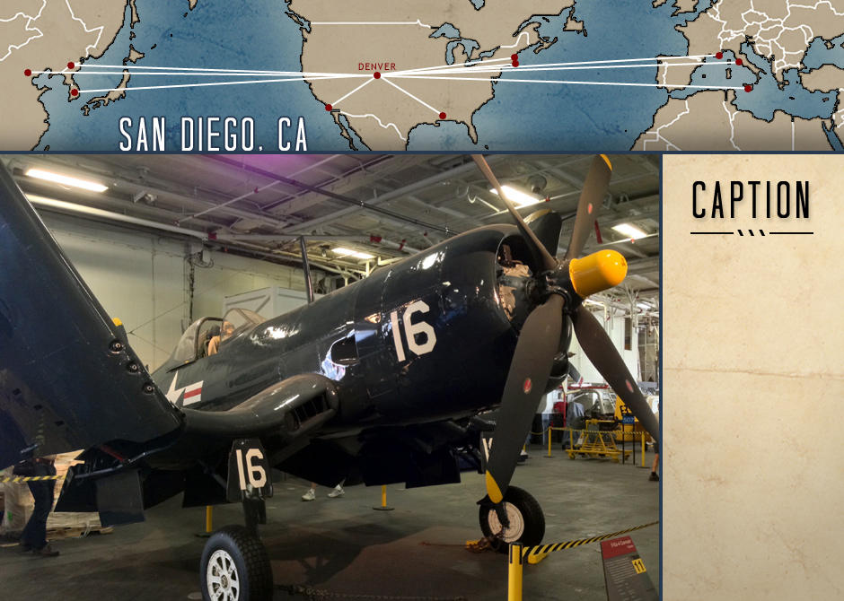 Devotion research tour: here is a F4U-4 Corsair on the USS Midway in San Diego, CA.